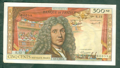 Rare billet 500nf molière - de,