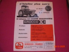  FEUILLET PUBLICITAIRE CABINES  TRACTEURS   SIROCCO X3