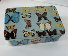 Boite En fer ancienne rectangulaire décor papillon boite à sucre Vintage Poulain