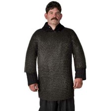 48" Blackened Butted Chainmail Haubergeon Armor Shirt Replica Reenactment LARP