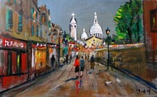 Paris. Montmartre et le Sacré-Cœur. Petit format signé Pascal DENIS dit "ROY".