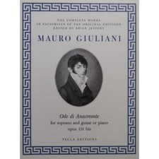 GIULIANI Mauro Ode di Anacreonte Chant Guitare Piano 1986