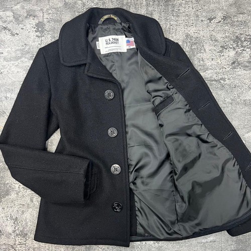 Schott 740n pea coat - pea, black