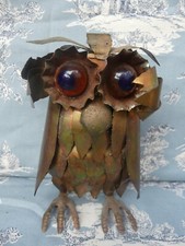 Vintage Design 1960 statue Hiboux Métal  Brutaliste  sculpture bird figurine 20c