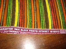 tissu ancien style Afrique beau coton rayé Jaune