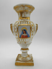 VASE MÉDICIS D' ÉGLISE " VIERGE MARIE " EN PORCELAINE DE PARIS XIX ème