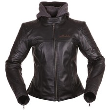 Veste en cuir Modeka Edda Lady noire veste de moto avec capuche femmes
