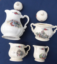 Service 4 pièces Cafetière Pots crème lait Sucrier SARREGUEMINES OBERNAY