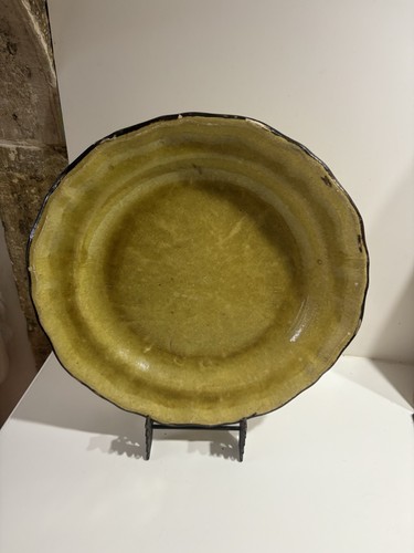 Ancien grand plat rond - rond, jaune
