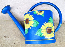 Ancien Arrosoir en Zinc ovale peint Déco Maison Jardin Fleur Potager