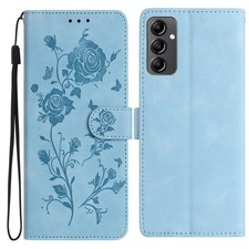 Étui en cuir motif fleur rose
