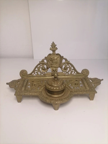 Ancien encrier bureau bronze - ancien,