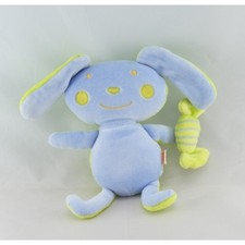 Doudou lapin bleu vert bonbon