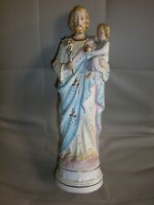 ANCIENNE STATUE RELIGIEUSE: SAINT JOSEPH ET JESUS/BISCUIT ANDENNE/XXè/H.30,5 cm