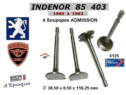 Soupapes admission indenor - soupapes,