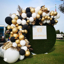 Kit arche ballon noir or 134 pièces décoration couronne anniversaire mariage ...