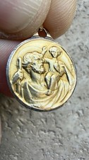 Ancienne Medaille Saint Christophe Argent Massif Vermeil Poinçon « Or Argent »