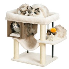 Arbre À Chat Grande Plateforme 54 x 40 cm en  Maison en Bois Hauteur 57.5 cm ...