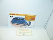 1 fiche + certif. DINKY TOYS ATLAS repro ref 24 K 2, peugeot 402 berline