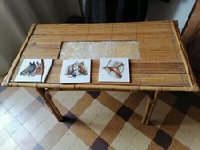 Table basse  rotin  bambou ceramique 1960 