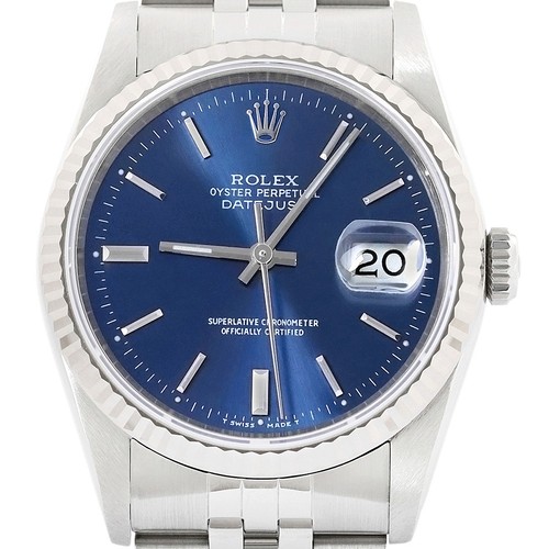 Rolex datejust cadran bleu 18k - rolex,