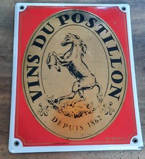 Ancienne plaque émaillée VINS DU POSTILLON  EAS cave cuisine restaurant  24x30cm