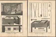 1778 Deux gravures originales Fonderie Moulage en sable L'encyclopédie Diderot