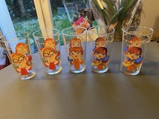 Lot 5 verres à jus eau publicitaire Berger sirop sport vintage orange années 70