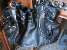 Sac à main kesslord cuir grainé noir