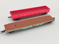 MÉHANO ÉCHELLE HO LOT DE DEUX WAGONS LONGS AMÉRICAINS A RÉPARER  +++