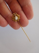 Art Nouveau 14K or Diamant Perle Poissons Renaissance Revival Bâton Broche