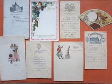 Lot de 8 Menus ancien vers 1900 Belle époque