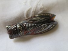 Ancienne broche CIGALE - MARCASSITE sur bakélite