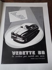 auto VEDETTE 50 FORD POISSY publicité papier FRANCE ILLUSTRATION 1950 col