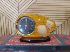 ANCIEN THERMOMÈTRE INCLUSION RÉSINE JAUNE COQUILLAGES VINTAGE