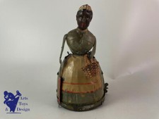 JOUET ANCIEN GUNTHERMANN FEMME AU PARAPLUIE ROBE VERTE MECANIQUE C.1910 H 17CM