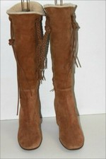 MANFIELD Bottes à Talons  Fourrées Laine Daim Cannelle T 40.5 TBE