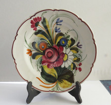 Vintage , Assiette florale "Castelli" peinte à la main ,ITALIE, signé du peintre