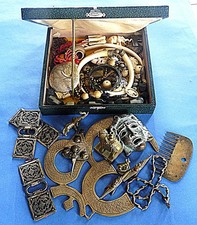 GROS LOT Bijoux Objets  ARTEFACTS Divers Fond de tiroir ANCIENS XIX / XX ECRIN