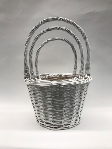 White wicker basket set - of, 3