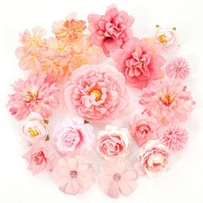 17 Pieces Fleurs Artificielles Têtes de Fleurs Rose Pivoine Nénuphar Artifici...
