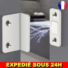 ✅ Fermoir De Porte Magnétique Loquet Ultra Fin Equerre Butée Meuble Armoire Vis