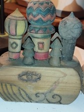 Sculpture en bois décor poisson église orthodoxe russe peint à la main