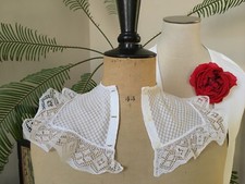 Col ancien Rabat Plastron Piqué de coton Dentelle Costume ancien Folklore CJB/69