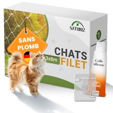 Filet de protection pour chat pour balcon, sans perçage, avec crochets adhési...
