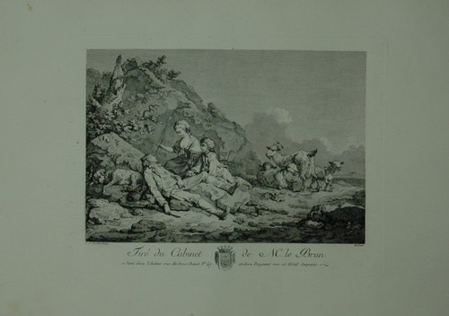 Bergers repos gravure de - bergers, au