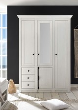 Armoire Chambre Westerland 4 Portes 147Cm Pin Blanc Style Campagne