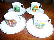 4 tasses + 4 soucoupes en porcelaine Limoges Déshoulières