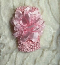 Bandeau extensible bébé jusqu'à 3 ans fille fleur pois rose ou blanc