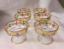 6 Coupes À Fruits/Glaces Ancien Luminarc France Peint Émaillée - Dorés Floraux